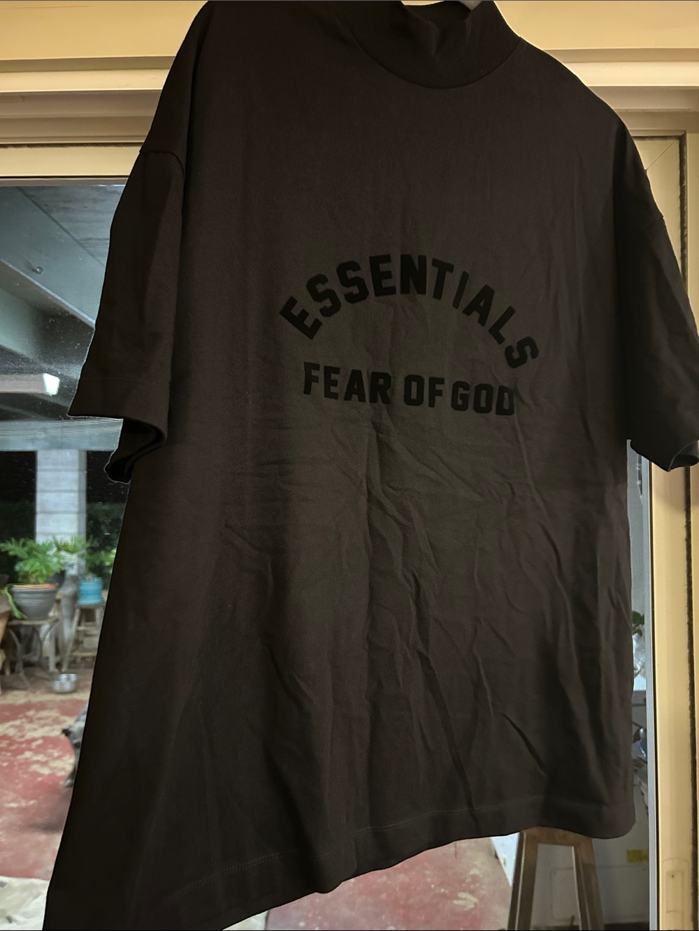 Fear of God Essentials Black Arched Logo Short Sleeve Tee